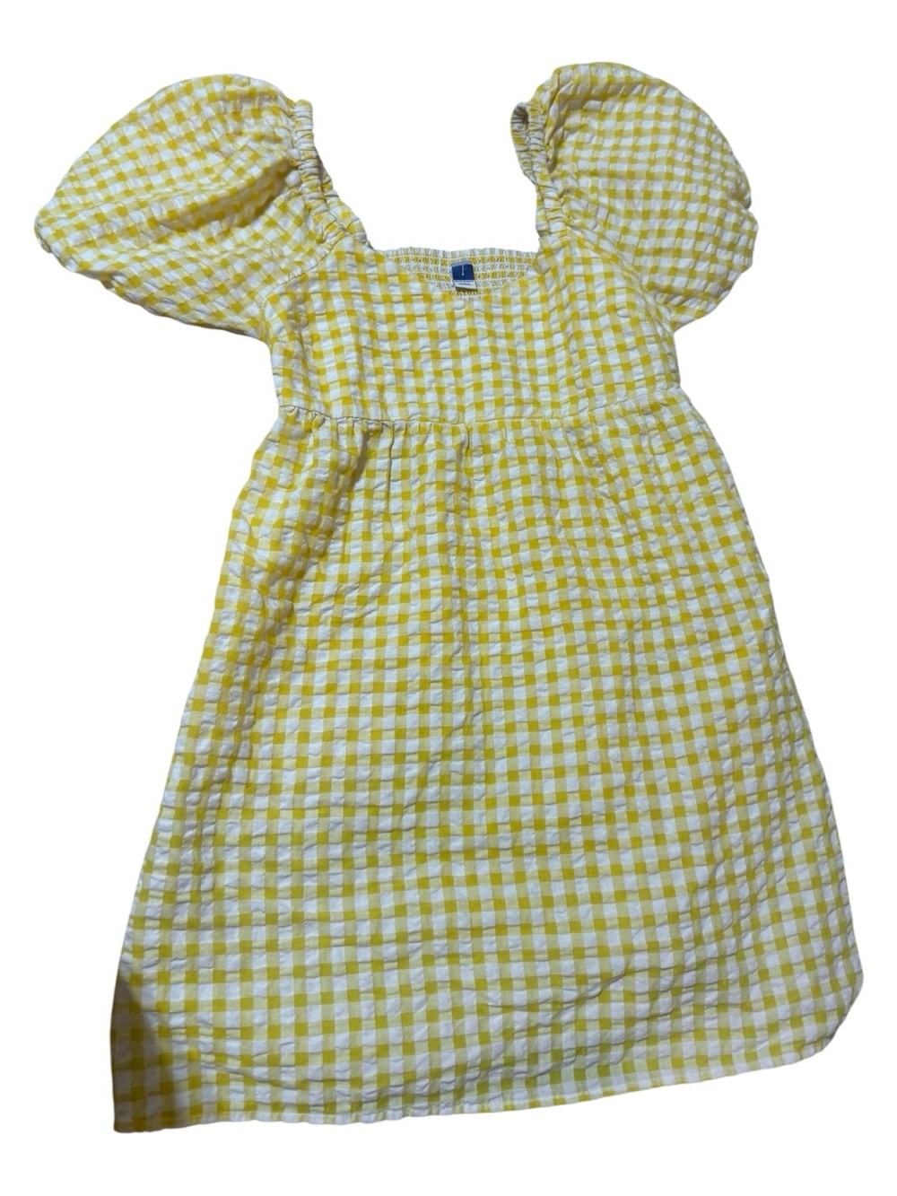 Old Navy Yellow Gingham Puff-Sleeve Mini Dress - Picture 2 of 6